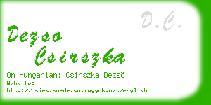 dezso csirszka business card